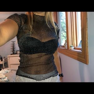 Never Worn SHEIN Lettuce Trim Glitter Top, Medium